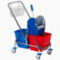 DOUBLE TROLLEY WITH DRAWBAR AND BASKET 25 LITRE- SOLID