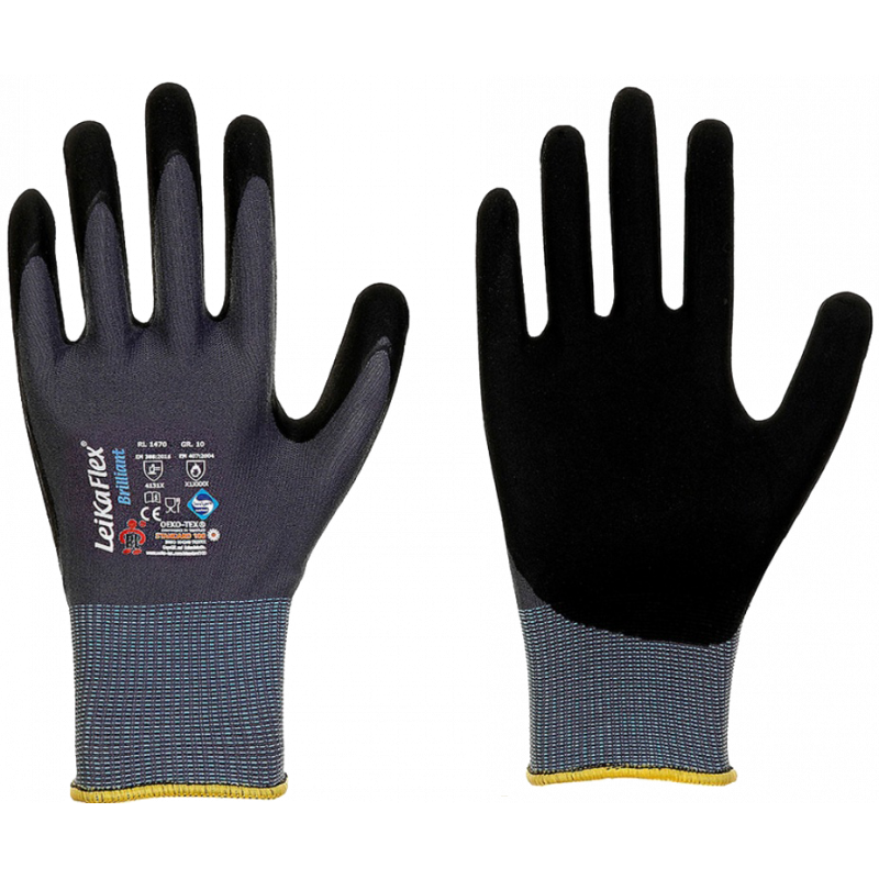 GANTS EN TRICOT FIN LEIKAFLEX® BRILLIANT- 15GG AVEC REVÊTEMENT NFT®