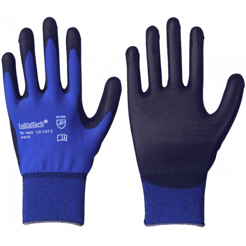 LEIKATECH® ULTRA-LITE NYLON FINE KNITTED GLOVE WITH PU COATING - CE CAT 2