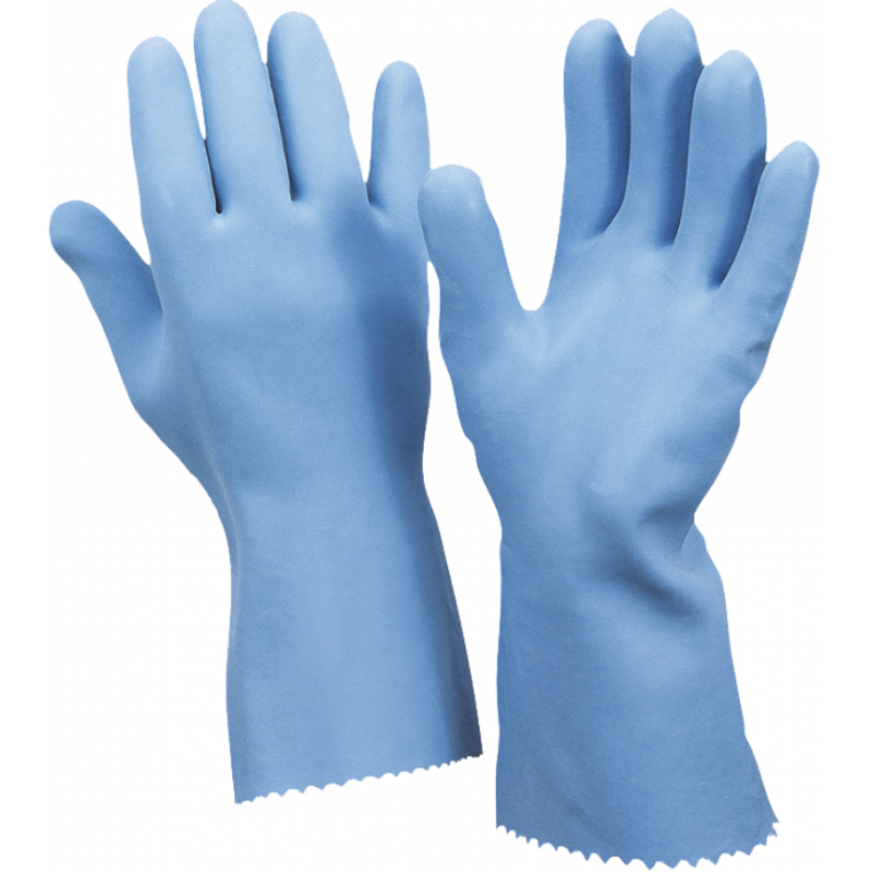 SOLIDSTAR® LATEX-HANDSCHUH- SUPER-BLUE SMOOTH- GLATTE HANDFLÄCHE- BAUMWOLL-STRICKFUTTER- 30 CM- CAT 3