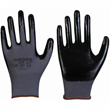 SOLIDSTAR® NYLON-FEINSTRICK-HANDSCHUH MIT NITRIL-BESCHICHTUNG- CE CAT 2